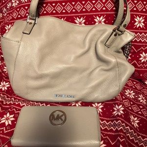 Gray Leather Michael Kors Purse